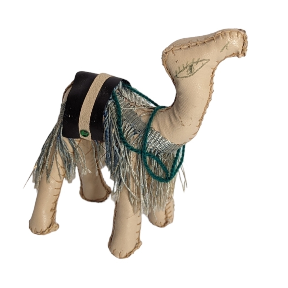 Vintage Leather Camel Hand Stitch Figural Toy Made in Egypt‎ Collectible